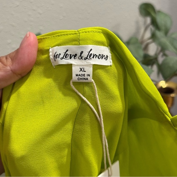 For Love And Lemons NWT XL Green Floral Lorlai Ruched Mini Dress Party Cocktail - Picture 5 of 9